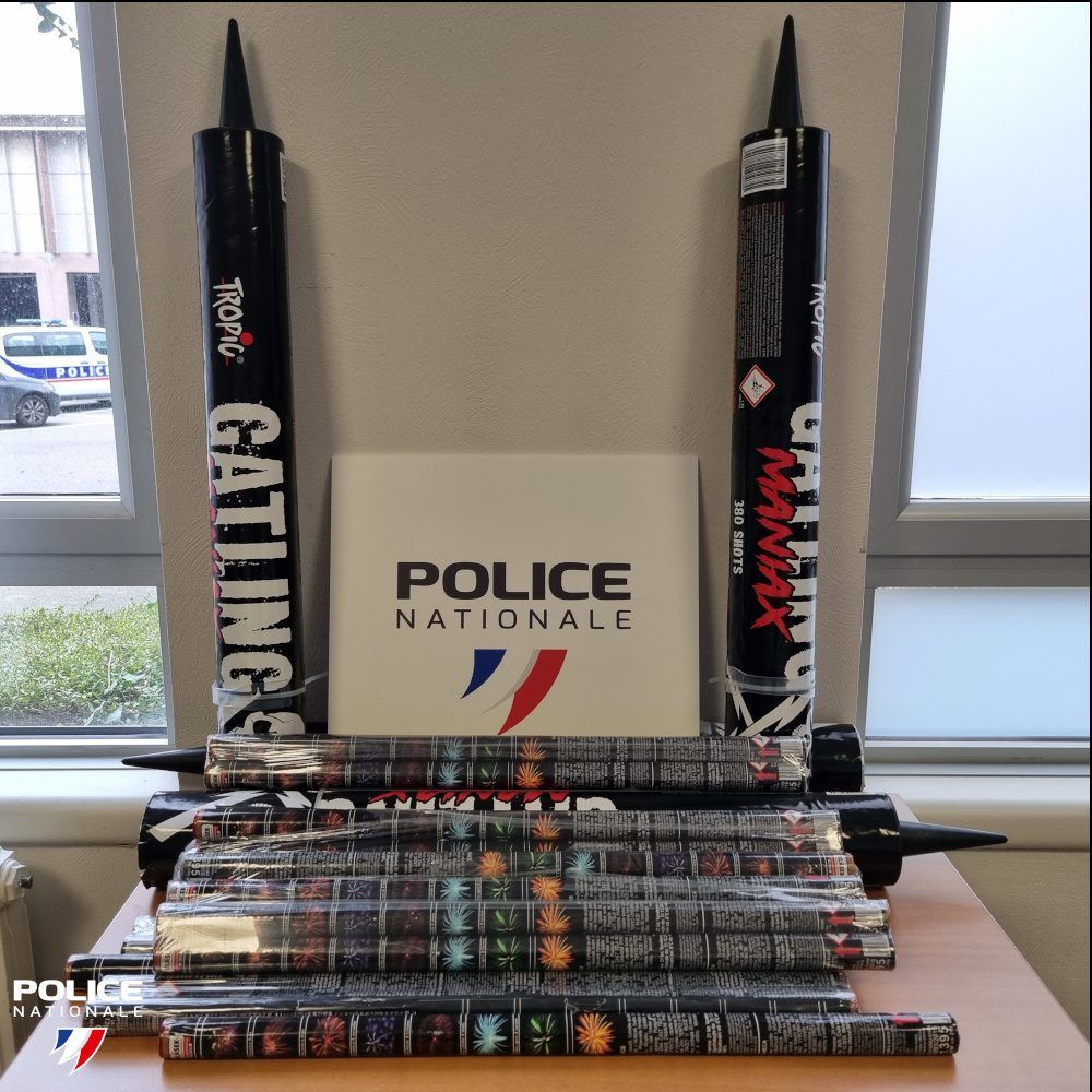 Saisie Police Nationale — chandelles romaines Gatling Maniax et Tropic